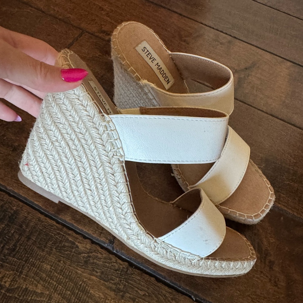Steve Madden Cream Espadrille Wedge Sandals